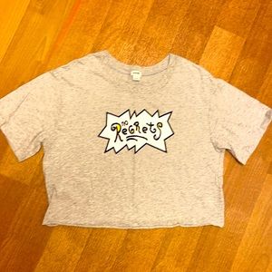 Garage gray crop top ‘NO REGRETS’ size S